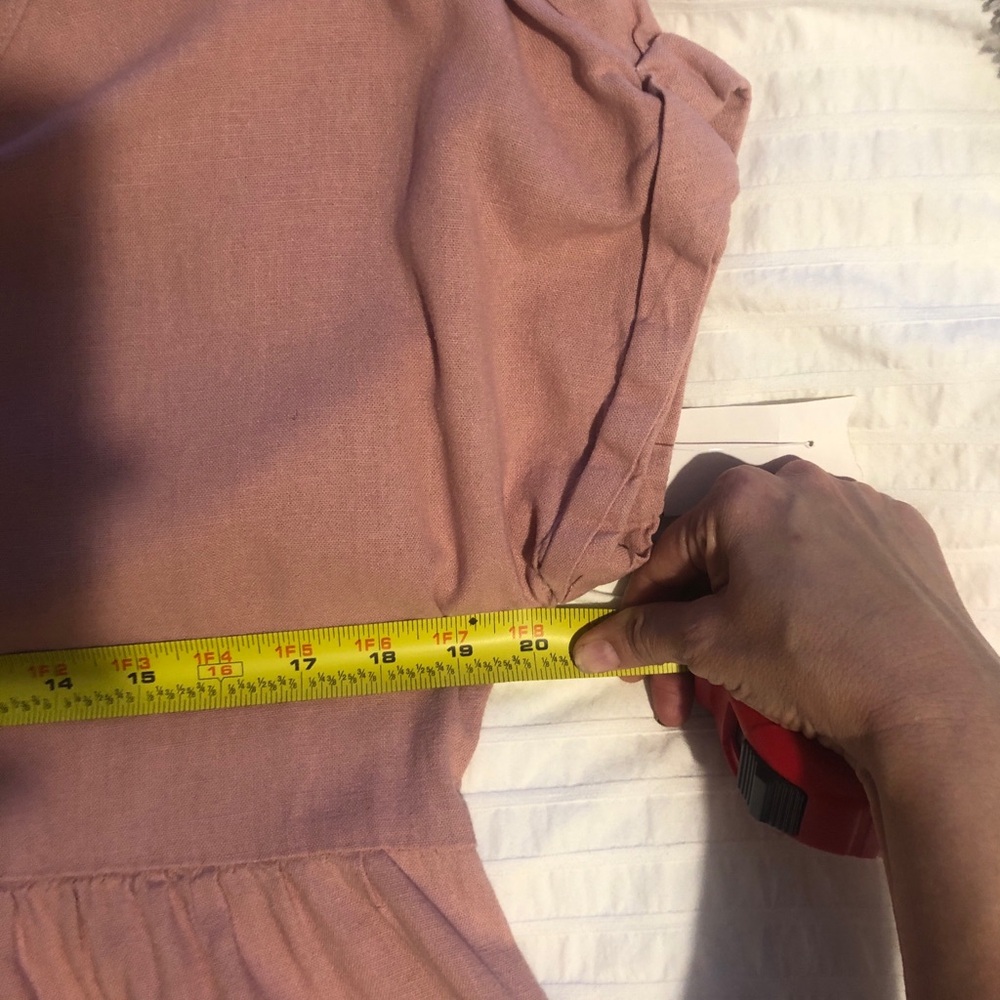 Briggs Dress Womens Size M Pastel Pink Rose Linen Blend Cottagecore Casual - Picture 11 of 11